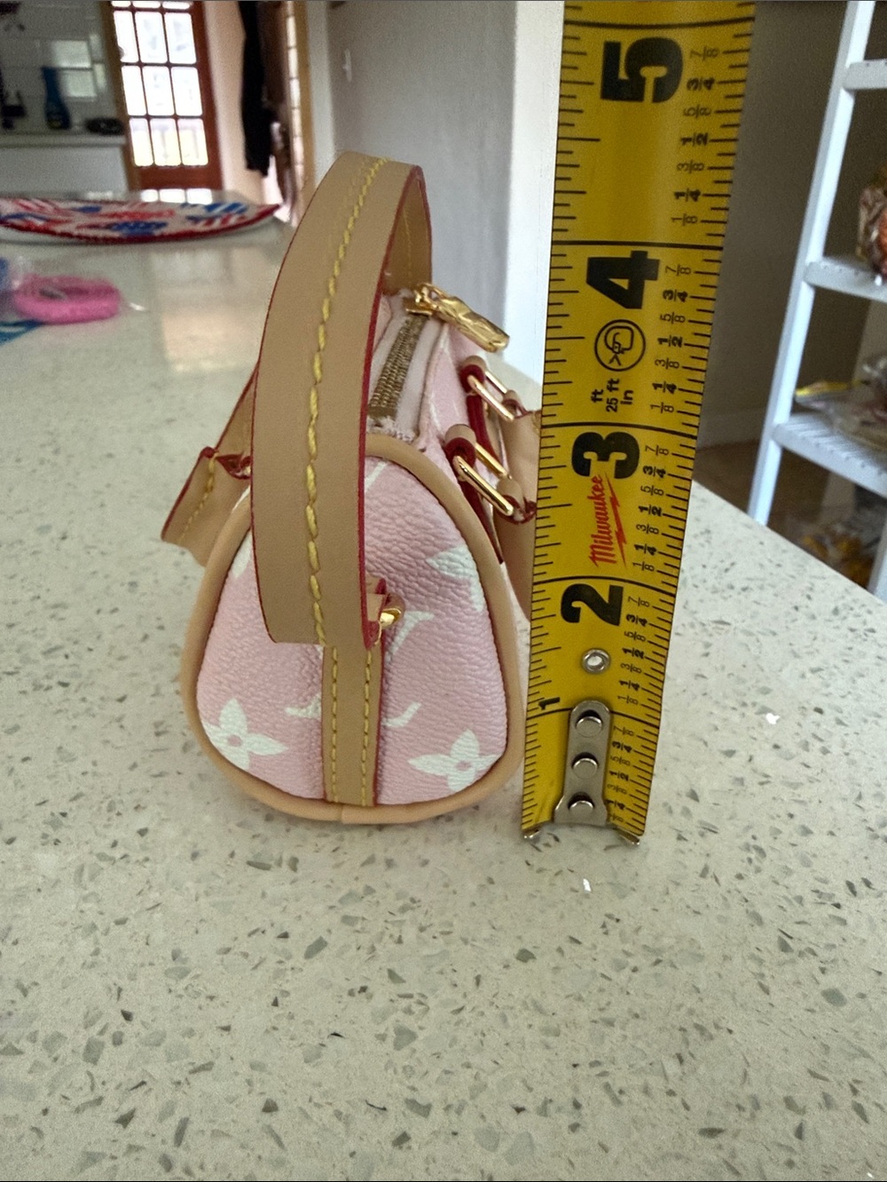 Pink Designer Monogram Mini Top-Handle Bag - Picture 8 of 8